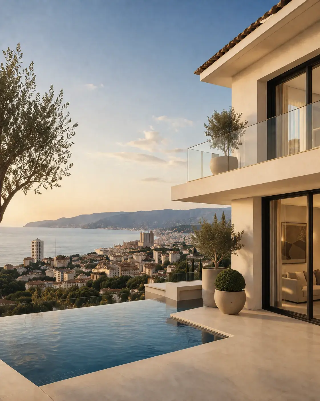 Villa con piscina infinita y vistas al mar, un ejemplo del tipo de propiedad al que se accede con un PSI
